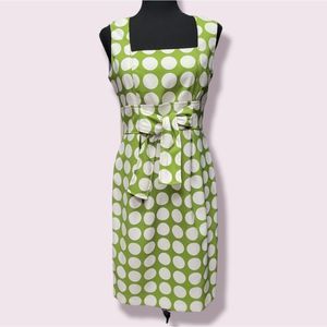 Retro Style Green & White Polka Dot Knee Length Dress | Size 6P